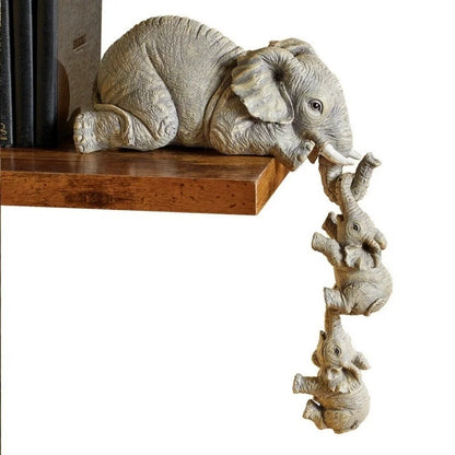 Cute Elephant Hug Baby Doll Resin Handicraft