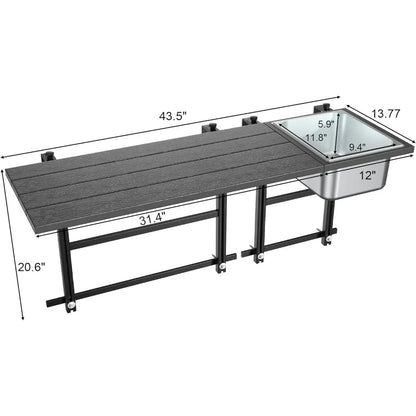 Outdoor Patio Bar Table with Durable Composite Tabletop