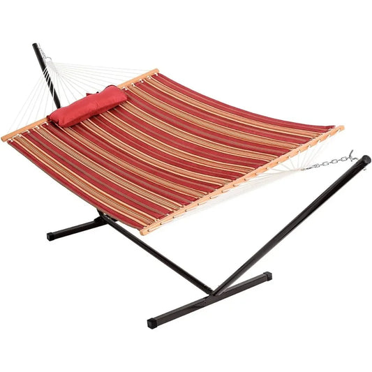 Quilted Fabric Hammock with 12-Foot Stand