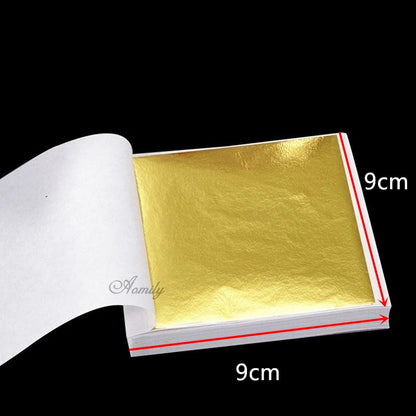 Aomily 9x9cm 100 Sheets Practical K Pure Shiny Gold Leaf