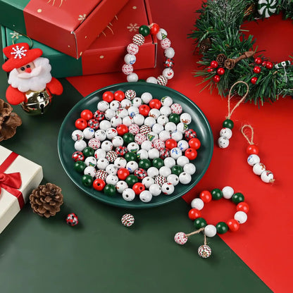 Mixed Christmas wooden beads for crafts