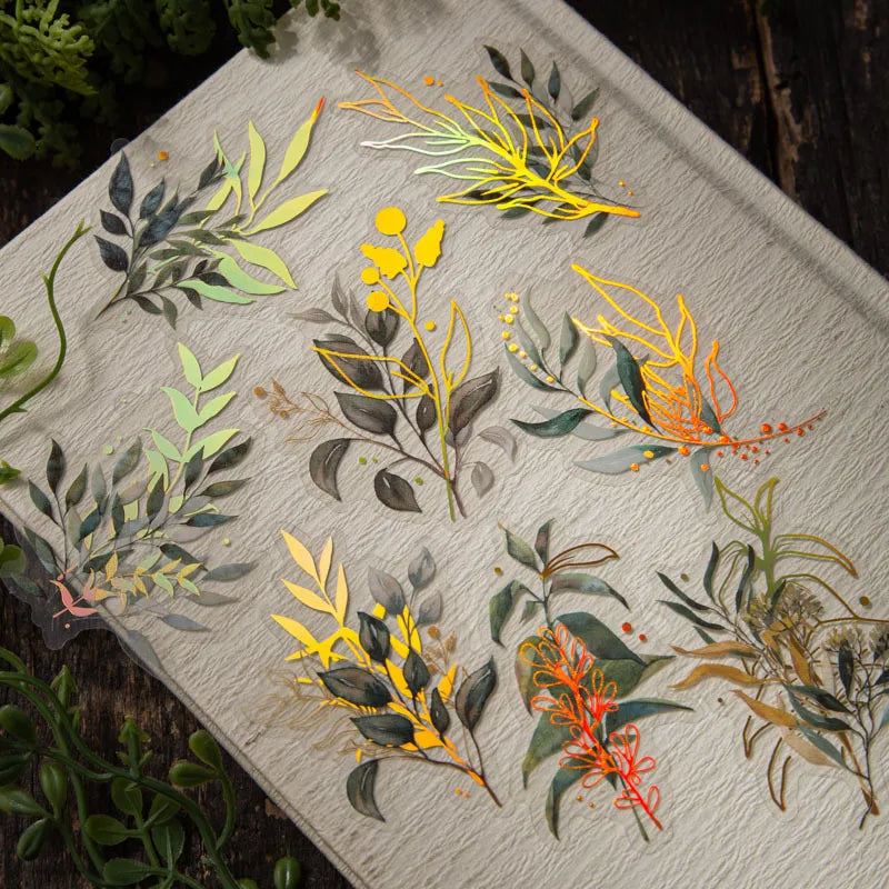 Vintage Golden Plant Flowers Stickers