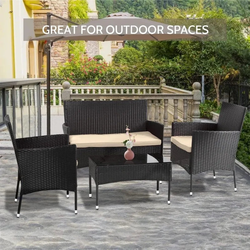 FDW Patio Rattan Chair Wicker Sofa Furniture Set