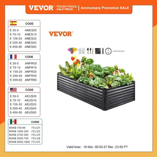 VEVOR Raised Garden Bed Kit Large Metal Raised Planter Box Garden Beds Outdoor for Vegetables Flowers and Herbs with Open Bottom