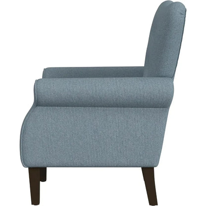 Soft cushioned curly arm wing back living room chair