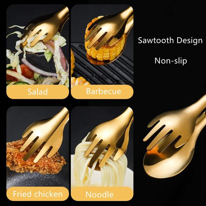 Non-Slip Stainless Steel Food Tongs