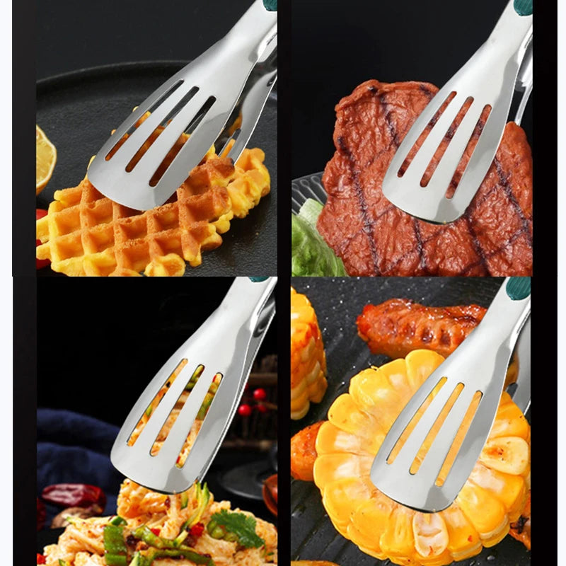 Non-Slip Stainless Steel Food Tongs