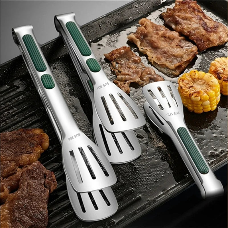 Non-Slip Stainless Steel Food Tongs