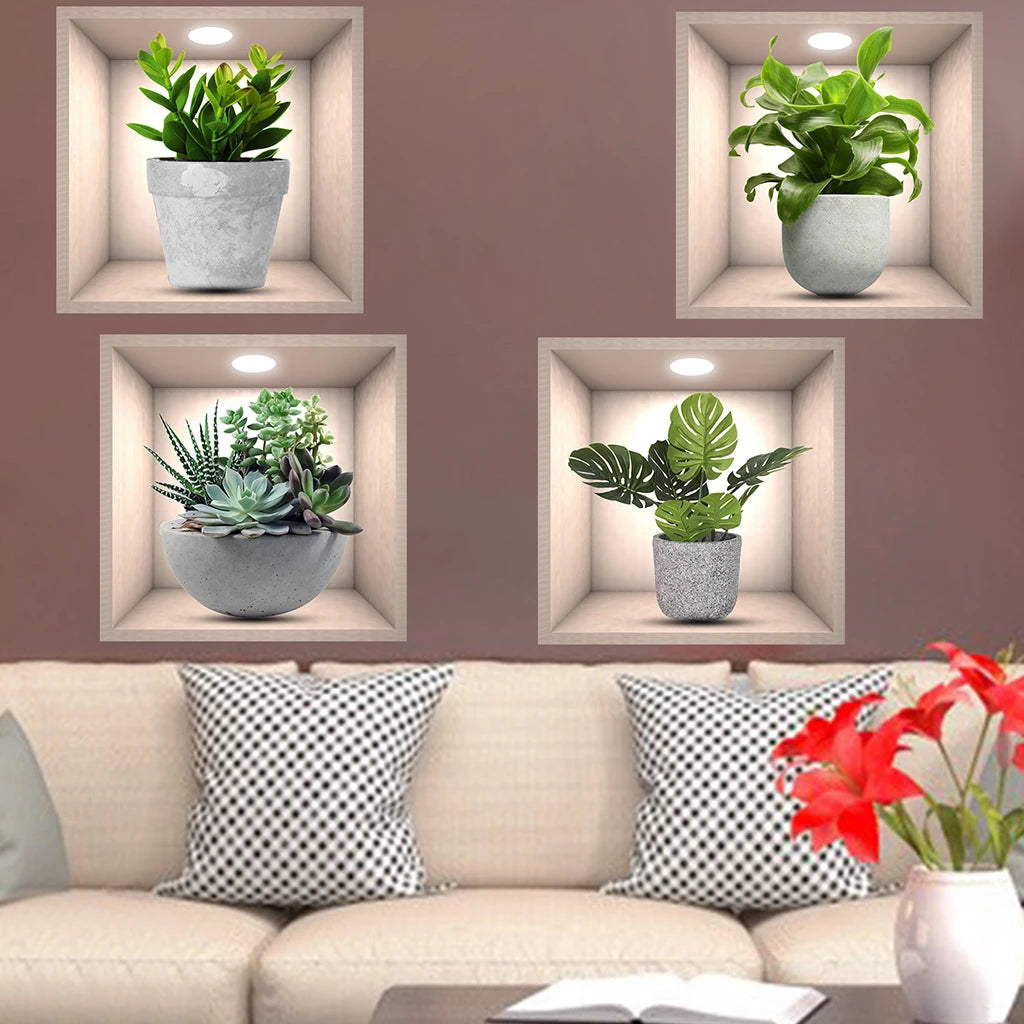 Potted Plant Illustration Decoration Sticker Wall Decals