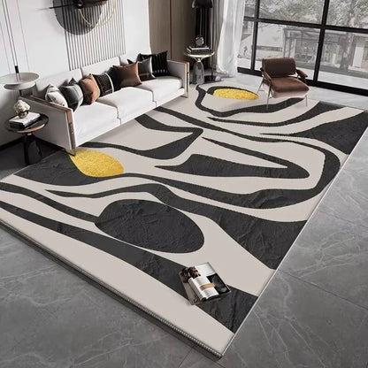 Nordic Luxury Black Stripe Living Room Carpet Large Area Non-slip Rug for Bedroom Decoration Lounge Sofa Coffee Tables Floor Mat