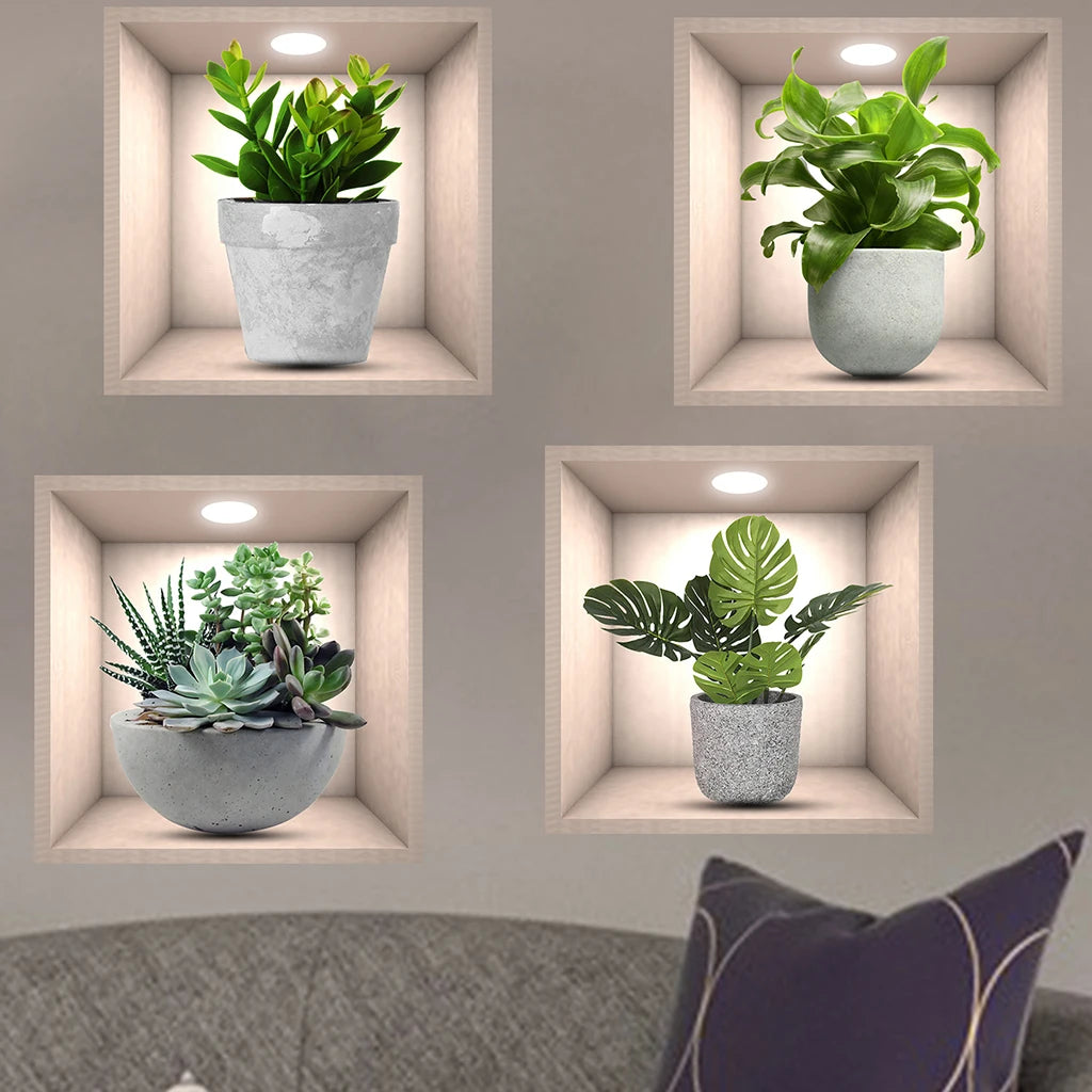 Potted Plant Illustration Decoration Sticker Wall Decals