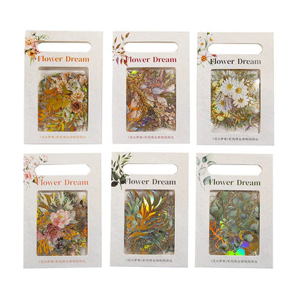 Vintage Golden Plant Flowers Stickers