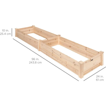 Garden Bed Planter for Vegetables, Grass, Lawn, Yard - Natural, 8x2ft Outdoor Wooden Raised Garden Bed Planter