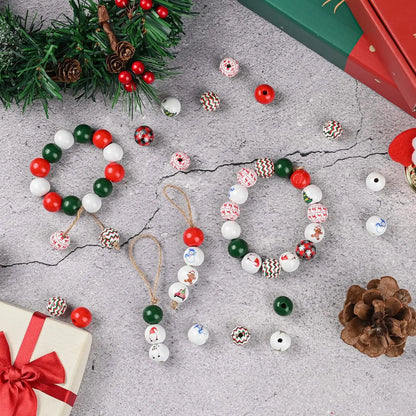 Mixed Christmas wooden beads for crafts