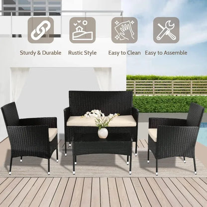 FDW Patio Rattan Chair Wicker Sofa Furniture Set