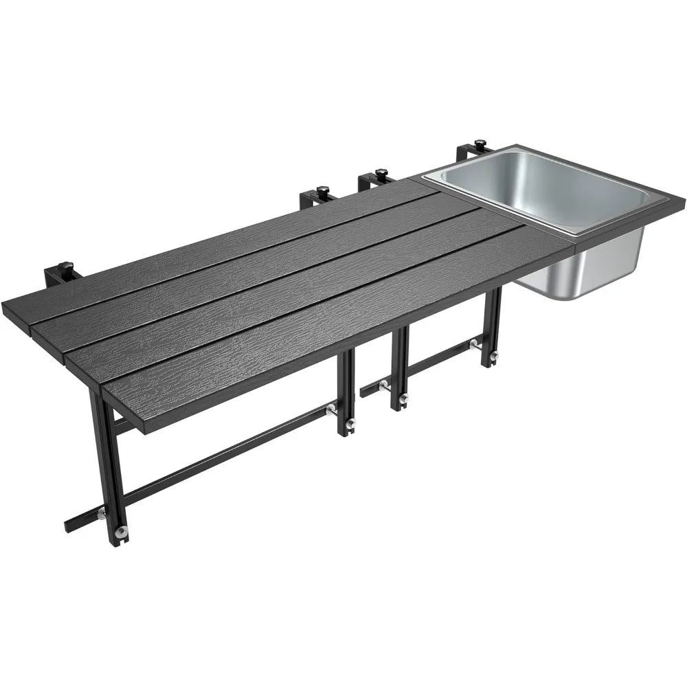 Outdoor Patio Bar Table with Durable Composite Tabletop