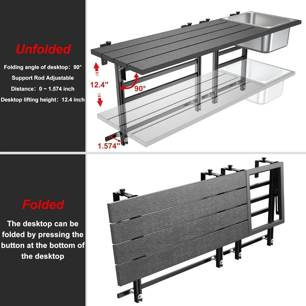 Outdoor Patio Bar Table with Durable Composite Tabletop