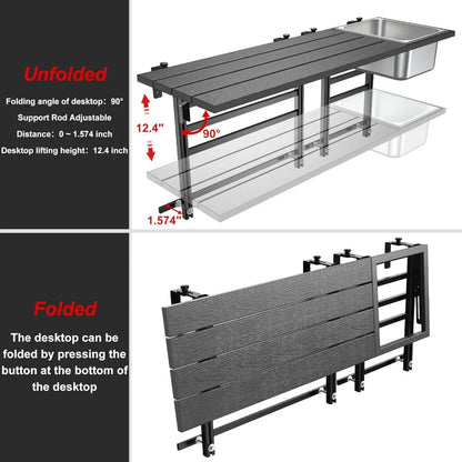 Outdoor Patio Bar Table with Durable Composite Tabletop